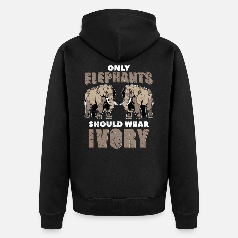 Elefanten Elfenbein - Unisex Premium Bio Zip Hoodie - Schwarz