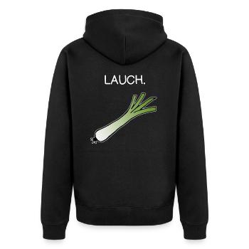 Lauch - Unisex Premium Bio Zip Hoodie - Schwarz - Hinten - Nico (187cm)