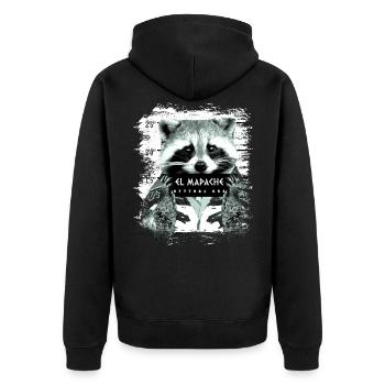 Gefängnis Waschbär Nachtaktiv lustig - Unisex Premium Bio Zip Hoodie - Schwarz - Hinten - Nico (187cm)