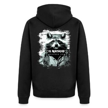 Gefängnis Waschbär Nachtaktiv lustig - Unisex Premium Bio Zip Hoodie - Schwarz - Hinten - Nico (187cm)