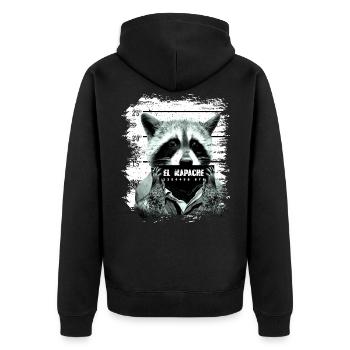 Gefängnis Waschbär Nachtaktiv lustig - Unisex Premium Bio Zip Hoodie - Schwarz - Hinten - Nico (187cm)