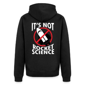 Rakete - Wissenschaft- Rocket science - Geschenk - Unisex Premium Bio Zip Hoodie - Schwarz - Hinten - Nico (187cm)