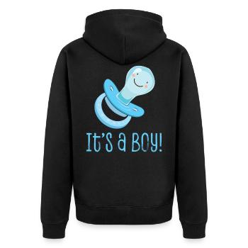Es ist ein Junge! Babyparty-Geschlecht offenbaren Partei-lustige Geschenk-Idee - Unisex Premium Bio Zip Hoodie - Schwarz - Hinten - Nico (187cm)
