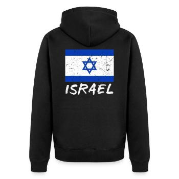 Israel - Unisex Premium Bio Zip Hoodie - Schwarz - Hinten - Nico (187cm)