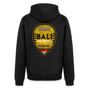 Bali - Unisex Premium Organic Zip Hoodie - black - Back - Nico (187cm)