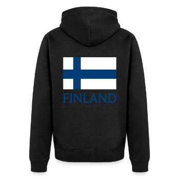 Finnland Flagge - Unisex Premium Bio Zip Hoodie - Schwarz - Hinten - Nico (187cm)