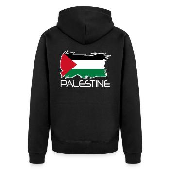 Palestine Flag Independence - Unisex Premium Organic Zip Hoodie - black - Back - Nico (187cm)