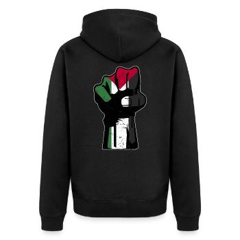 Palästina Faust Flagge - Unisex Premium Bio Zip Hoodie - Schwarz - Hinten - Nico (187cm)