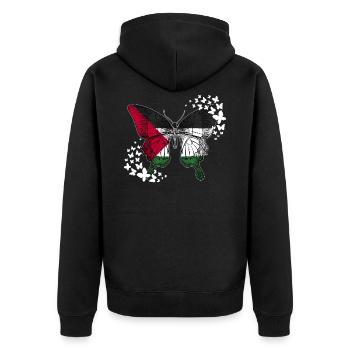 Palestine butterfly - Unisex Premium Organic Zip Hoodie - black - Back - Nico (187cm)