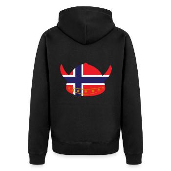 Wikinger Norwegen Flagge - Unisex Premium Bio Zip Hoodie - Schwarz - Hinten - Nico (187cm)