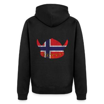Norwegen Wikinger - Unisex Premium Bio Zip Hoodie - Schwarz - Hinten - Nico (187cm)