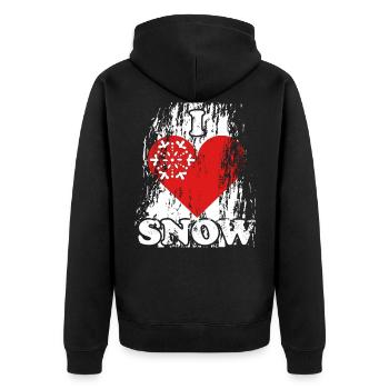 Schnee Liebe Winter Geschenk - Unisex Premium Bio Zip Hoodie - Schwarz - Hinten - Nico (187cm)