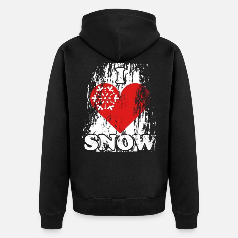 Neige amour cadeau hiver - Veste à capuche bio Premium Unisexe - noir