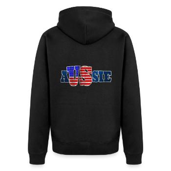 Australien Amerika - Unisex Premium Bio Zip Hoodie - Schwarz - Hinten - Nico (187cm)