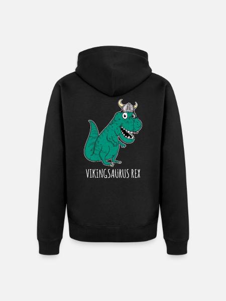 Wikinger Dino - Unisex Premium Bio Zip Hoodie - Schwarz