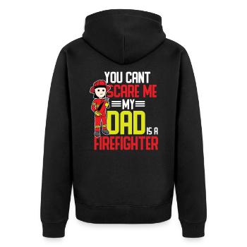 Feuerwehrmann Vati Feuerwehrmann Arbeit Geschenk - Unisex Premium Bio Zip Hoodie - Schwarz - Hinten - Nico (187cm)