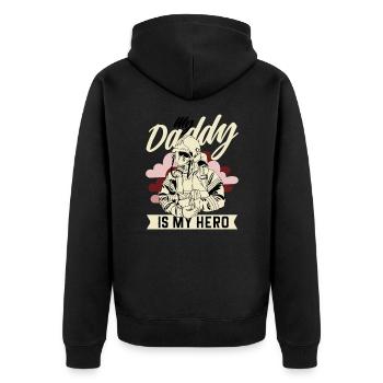 Feuerwehrmann Vati Feuerwehrmann Arbeit Geschenk - Unisex Premium Bio Zip Hoodie - Schwarz - Hinten - Nico (187cm)
