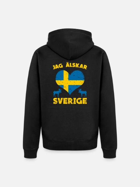 Sweden Heart - Unisex Premium Organic Zip Hoodie - black