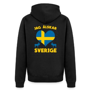 Sweden - Unisex Premium Organic Zip Hoodie - black - Back - Nico (187cm)