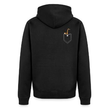 Pocket Saxophon Geschenk - Instrument Konzert Band - Unisex Premium Bio Zip Hoodie - Schwarz - Hinten - Nico (187cm)