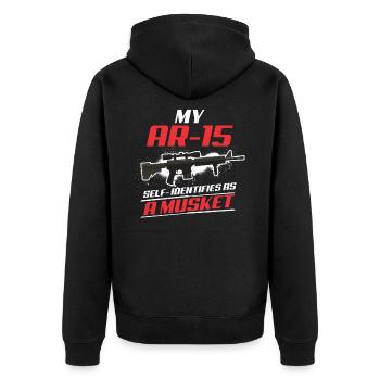 AR-15 Waffe Pistole Gewehr Muskete Sniper Geschenk - Unisex Premium Bio Zip Hoodie - Schwarz - Hinten - Nico (187cm)