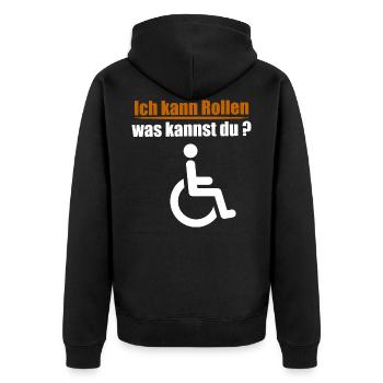 I can roll what can you | wheelchair - Unisex Premium Organic Zip Hoodie - black - Back - Nico (187cm)