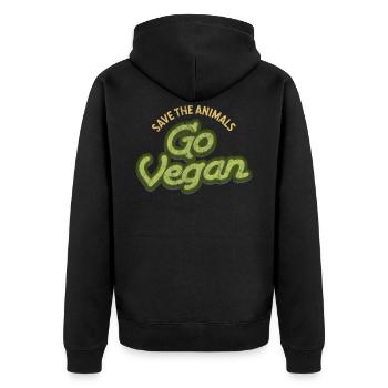 Love Vegan Vegan Healthy Gift - Unisex Premium Organic Zip Hoodie - black - Back - Nico (187cm)