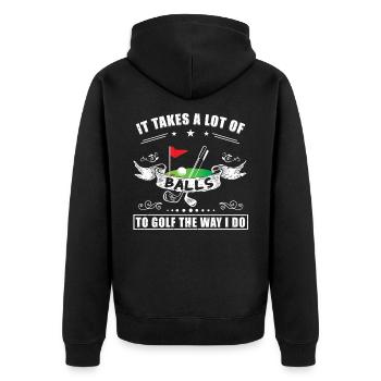 Lustiger Golf Spruch - Golfspieler Geschenk - Unisex Premium Bio Zip Hoodie - Schwarz - Hinten - Nico (187cm)