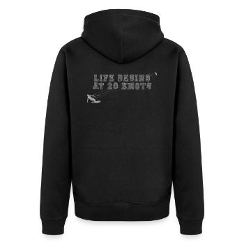 Kitesurfen Kitesurfer - Unisex Premium Bio Zip Hoodie - Schwarz - Hinten - Nico (187cm)