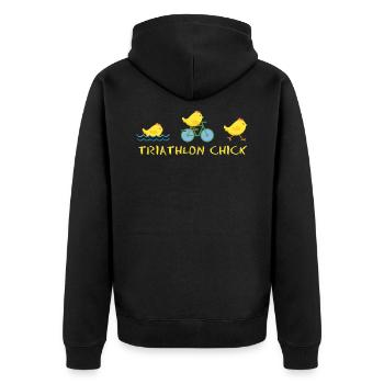 Triathlon Girl Power - Veste à capuche bio Premium Unisexe - noir - Dos - Nico (187cm)
