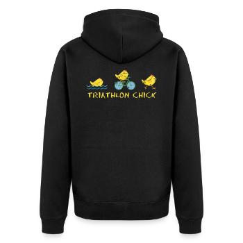 Triathlon chickens - Unisex Premium Organic Zip Hoodie - black - Back - Nico (187cm)
