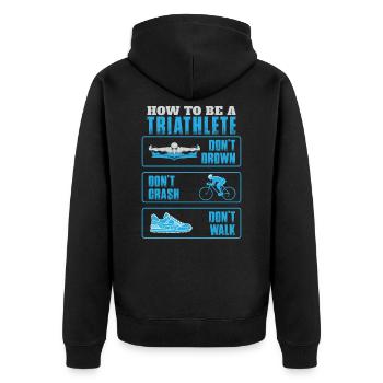 Triathlon - Unisex Premium Organic Zip Hoodie - black - Back - Nico (187cm)