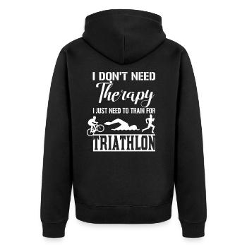 Triathlon therapy - Unisex Premium Organic Zip Hoodie - black - Back - Nico (187cm)