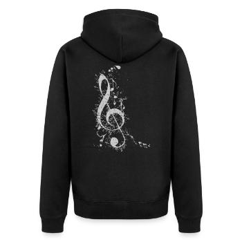 Notenschlüssel Komponist - Unisex Premium Bio Zip Hoodie - Schwarz - Hinten - Nico (187cm)