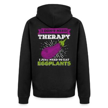 Aubergine Geschenk - Unisex Premium Bio Zip Hoodie - Schwarz - Hinten - Nico (187cm)