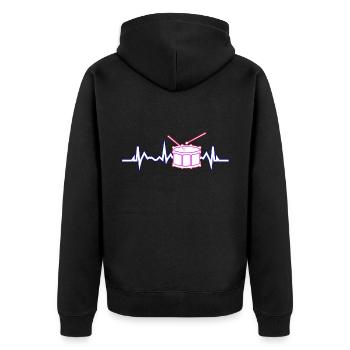 Trommel Puls - Unisex Premium Bio Zip Hoodie - Schwarz - Hinten - Nico (187cm)