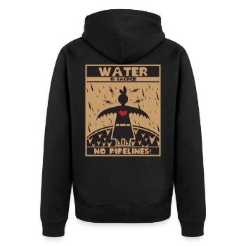 L'eau est sacrée - Amérindien - Veste à capuche bio Premium Unisexe - noir - Dos - Nico (187cm)