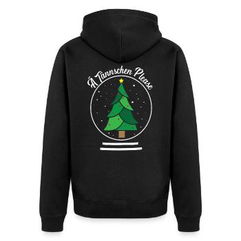 Sächsisch Tannenbaum Spruch - Ä Tännschen Please - Unisex Premium Bio Zip Hoodie - Schwarz - Hinten - Nico (187cm)