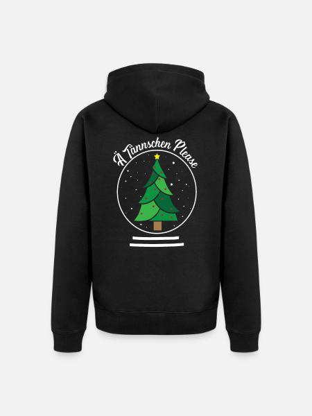 Sächsisch Tannenbaum Spruch - Ä Tännschen Please - Unisex Premium Bio Zip Hoodie - Schwarz