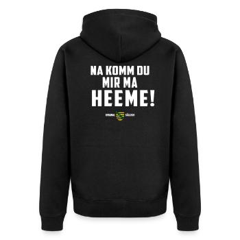 Na komm du mir ma Heeme! - sächsischer Spruch Ossi - Unisex Premium Bio Zip Hoodie - Schwarz - Hinten - Nico (187cm)