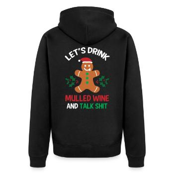 Glühwein Warm Alkohol Geschenk - Unisex Premium Bio Zip Hoodie - Schwarz - Hinten - Nico (187cm)
