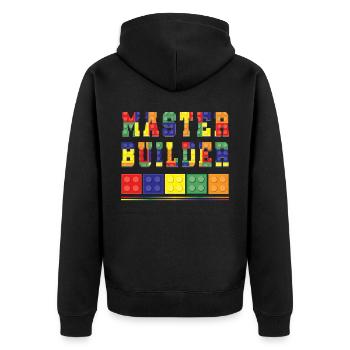 Baumeister Bausteine Geschenk für Kinder - Unisex Premium Bio Zip Hoodie - Schwarz - Hinten - Nico (187cm)