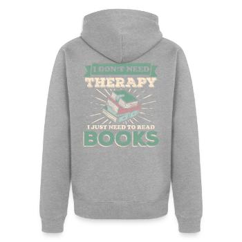 Bücher - Unisex Premium Bio Zip Hoodie - Grau meliert - Hinten - Nico (187cm)