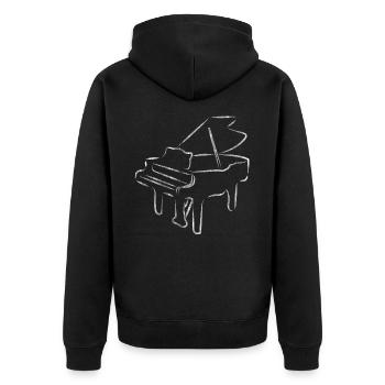 Piano - Unisex Premium Bio Zip Hoodie - Schwarz - Hinten - Nico (187cm)