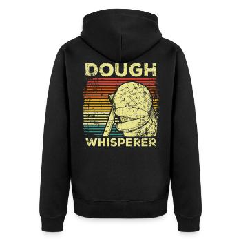 Bäcker Teig Brot backen - Unisex Premium Bio Zip Hoodie - Schwarz - Hinten - Nico (187cm)