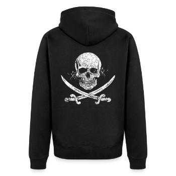 Skull Saber Sword Pirate - Unisex Premium Organic Zip Hoodie - black - Back - Nico (187cm)