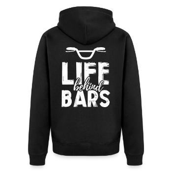 Fahrrad BMX Lenker Humor Spruch witzig Geschenk - Unisex Premium Bio Zip Hoodie - Schwarz - Hinten - Nico (187cm)