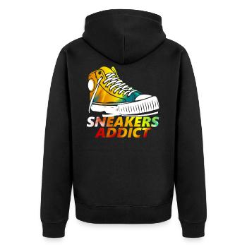 Sneakers shoes addicted to sports gift - Unisex Premium Organic Zip Hoodie - black - Back - Nico (187cm)