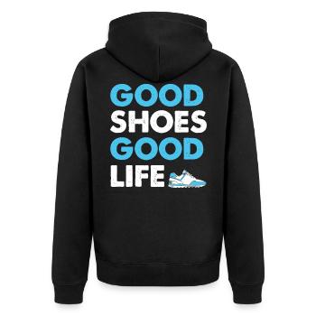Sneakers shoes sports gift - Unisex Premium Organic Zip Hoodie - black - Back - Nico (187cm)
