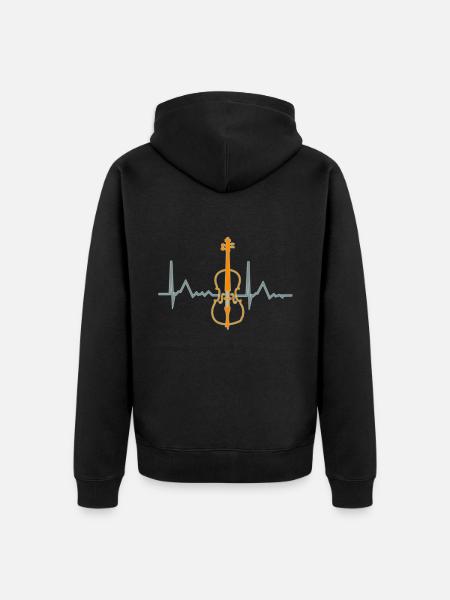 Cello Herzschlag - Unisex Premium Bio Zip Hoodie - Schwarz